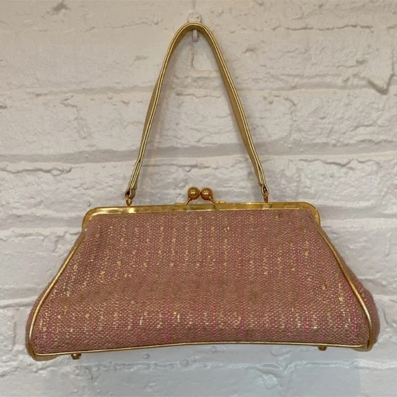 NWOT Glenda Gies Pink & Gold Handbag - Picture 2 of 5
